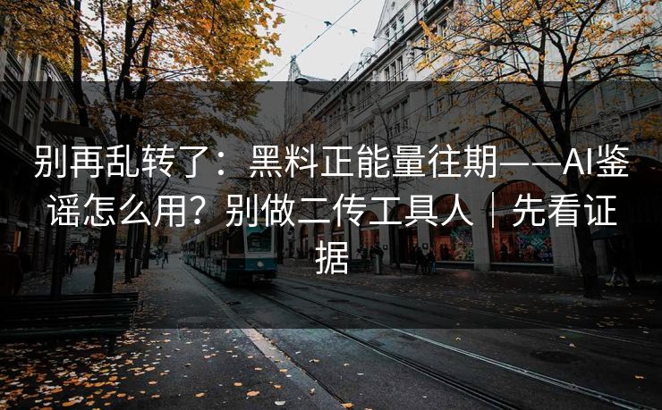 别再乱转了：黑料正能量往期——AI鉴谣怎么用？别做二传工具人｜先看证据