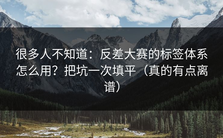 很多人不知道：反差大赛的标签体系怎么用？把坑一次填平（真的有点离谱）