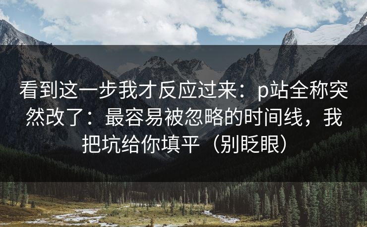 看到这一步我才反应过来：p站全称突然改了：最容易被忽略的时间线，我把坑给你填平（别眨眼）