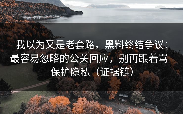 我以为又是老套路，黑料终结争议：最容易忽略的公关回应，别再跟着骂｜保护隐私（证据链）