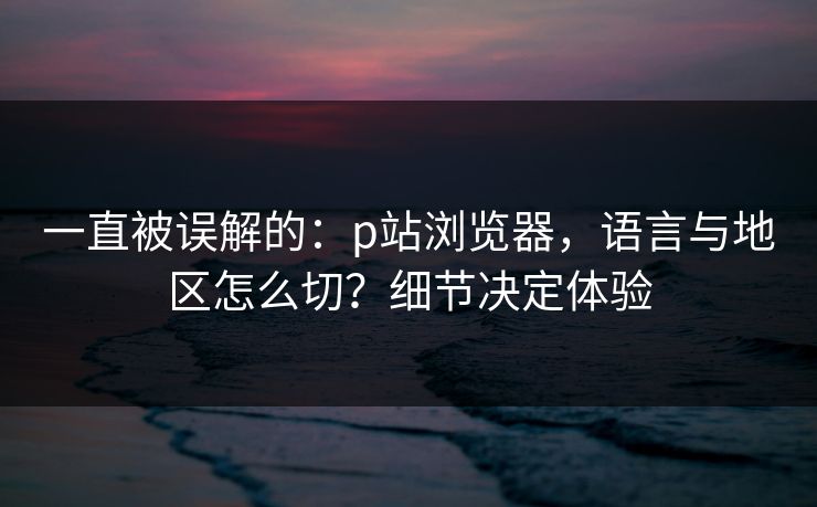 一直被误解的：p站浏览器，语言与地区怎么切？细节决定体验