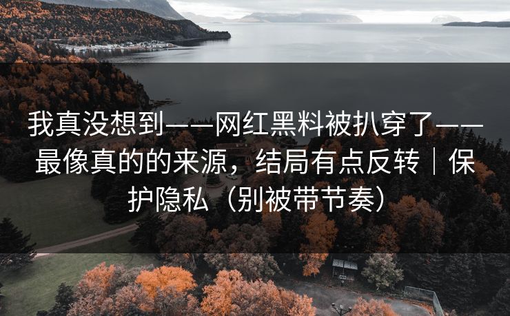 我真没想到——网红黑料被扒穿了——最像真的的来源，结局有点反转｜保护隐私（别被带节奏）