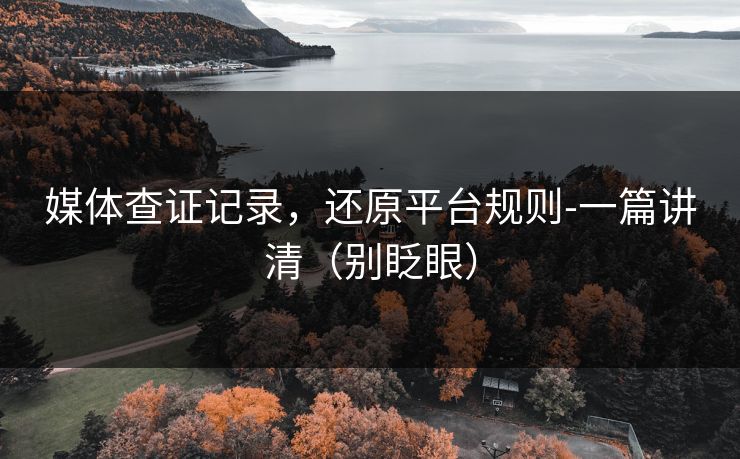 媒体查证记录，还原平台规则-一篇讲清（别眨眼）