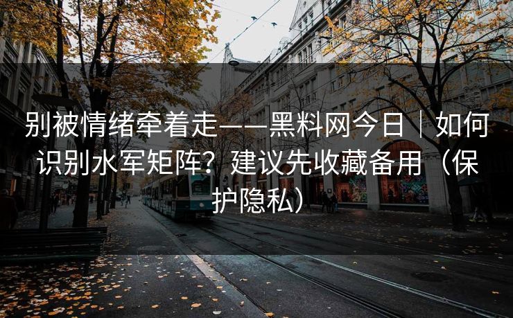 别被情绪牵着走——黑料网今日｜如何识别水军矩阵？建议先收藏备用（保护隐私）