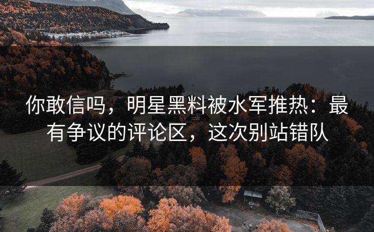 你敢信吗,明星黑料被水军推热:最有争议的评论区,这次别站错队 你敢信吗,明星黑料被水军推热:最有争议的评论区,这次别站错队
